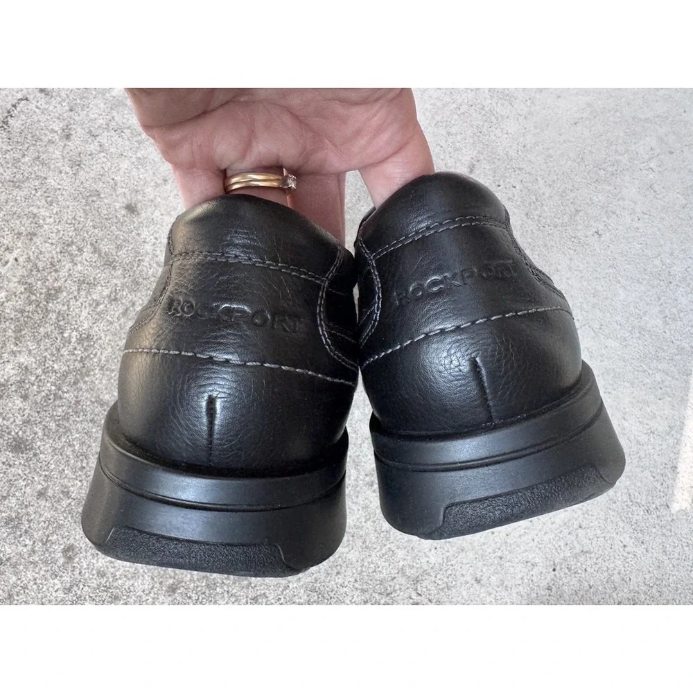 Rockport Men's‎ Loafers 13 Black Pebbled Leather Slip On Comfort Shock Absorbing